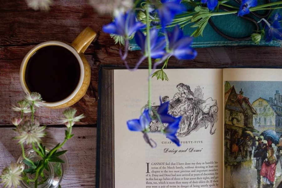 Engagement Gift Ideas including a mug, a book and some flowers